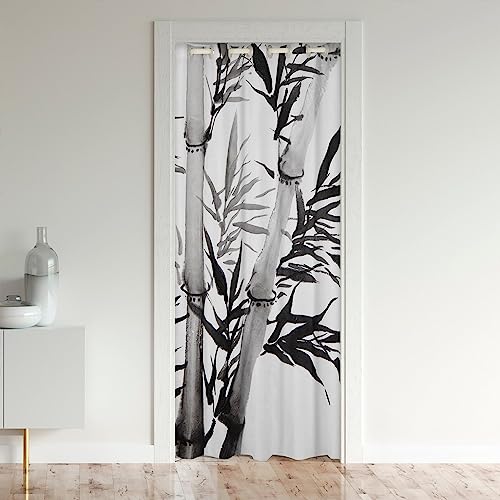 richhome Tinte Malerei Blackout Vorhang 1 Panel 86x203, Bambus Chinesische Aquarell Tür Vorhang Moderne Tür für Küche Restaurant, Schwarz Weiß Tür Vorhang von richhome