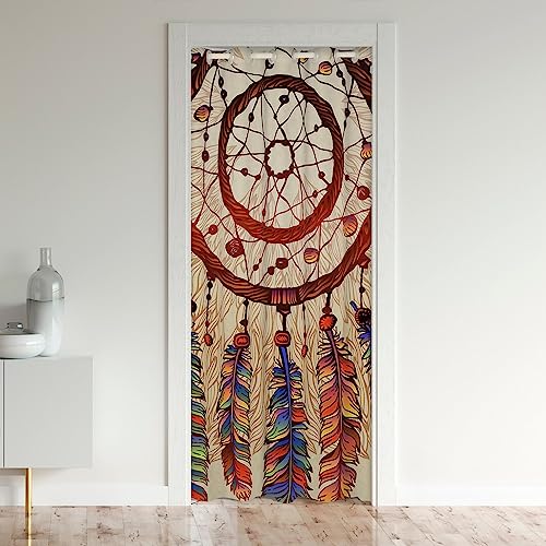 richhome Traumfänger Tür Vorhang Geschenk, Bunte Federn Tür Vorhang Schlafzimmer Dekor, Ethnische Tribe Böhmische Verdunkelung Vorhang 1 Panel 86x203 von richhome