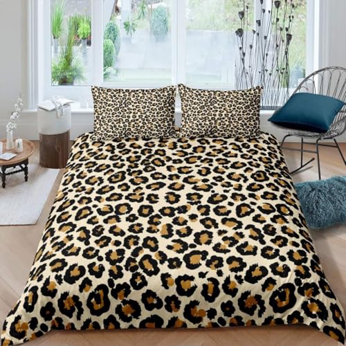 richhome Womens Leopard Bettbezug 220 x 240 cm Damen Erwachsene Chic Cheetah bedruckt Bettwäsche-Set Wildlife Style Bettwäsche Zimmerdekoration Wildlife von richhome