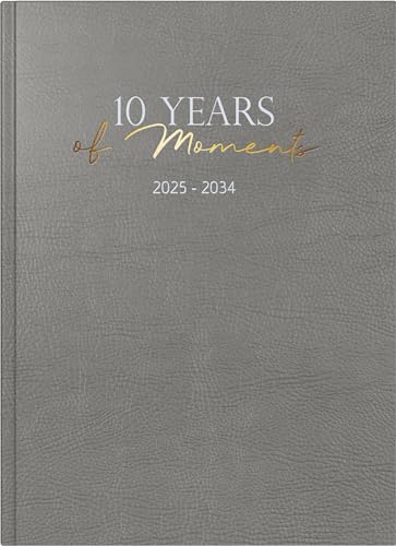 rido/idé 10-Jahres-Kalender (2025-2034) „10 Years of Moments“, 1 Seite = 1 Tag, A4, 416 Seiten, Kunstleder, grau von rido/idé