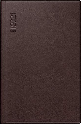rido/idé 7016168271 Taschenkalender partner/Industrie I, 2 Seiten = 1 Woche, 72 x 112 mm, Leder-Einband dunkelrot, Kalendarium 2021 von rido/idé