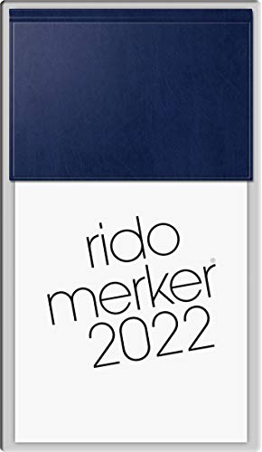rido/idé 7035003382 Tischkalender Merker, 1 Seite = 1 Tag, 108 x 201 mm, Miradur-Einband dunkelblau, Kalendarium 2022 von rido/idé