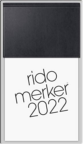 rido/idé 7035003902 Tischkalender Merker, 1 Seite = 1 Tag, 108 x 201 mm, Miradur-Einband schwarz, Kalendarium 2022 von rido/idé