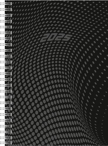 rido/idé Buchkalender Modell Timing 1 (2025), 2 Seiten = 1 Woche, A5, 160 Seiten, PP-Einband, schwarz von rido/idé