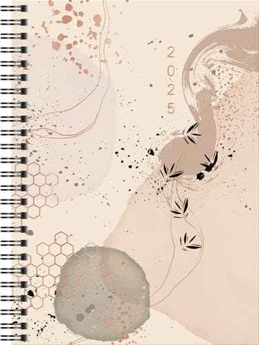 rido/idé Buchkalender Modell Timing 1 (2025) „Abstract“, 2 Seiten = 1 Woche, A5, 160 Seiten, Grafik-Einband, beige von rido/idé
