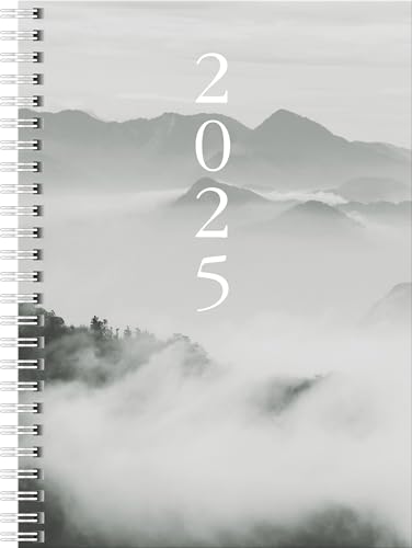 rido/idé Buchkalender Modell Timing 1 (2025) „Cloudy Mountains“, 2 Seiten = 1 Woche, A5, 160 Seiten, Grafik-Einband, grau von rido/idé