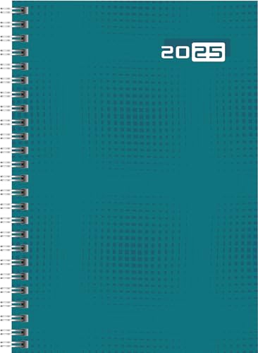 rido/idé Buchkalender Modell futura 2 (2025), 2 Seiten = 1 Woche, A5, 160 Seiten, Grafik-Einband, petrol von rido/idé