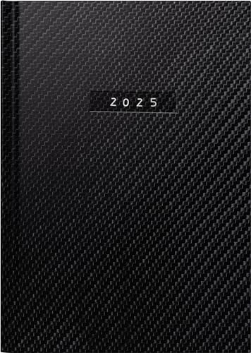 rido/idé Buchkalender Modell futura 2 (2025) „Carbon“, 2 Seiten = 1 Woche, A5, 176 Seiten, Kunstleder-Einband, flexibel, schwarz von rido/idé