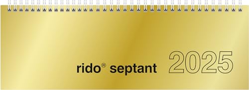 rido/idé Querterminbuch Modell septant (2025), 2 Seiten = 1 Woche, 305 × 105 mm, 128 Seiten, Glanzkarton-Einband, goldfarben von rido/idé