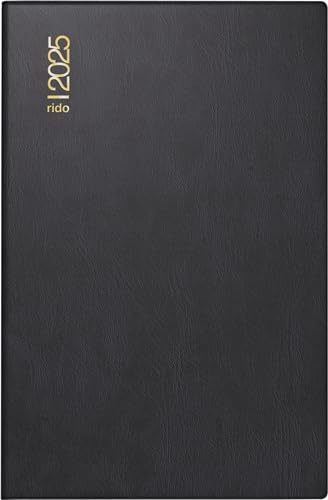 rido/idé Taschenkalender Modell Industrie II (2025), 1 Seite = 2 Tage, A7, 312 Seiten, Kunststoff-Einband, schwarz von rido/idé