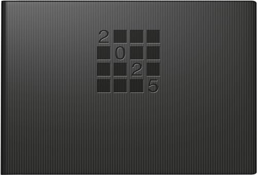 rido/idé Taschenkalender Modell Septimus (2025), 2 Seiten = 1 Woche, A6 quer, 128 Seiten, Papier-Einband Linea, schwarz von rido/idé