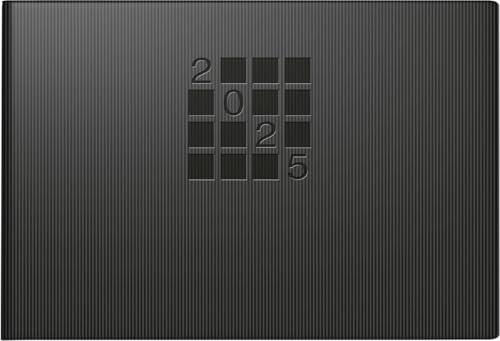 rido/idé Taschenkalender Modell Septimus (2025), 2 Seiten = 1 Woche, A6 quer, 128 Seiten, Papier-Einband Linea, schwarz von rido/idé