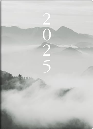 rido/idé Taschenkalender Modell Technik S (2025) „Cloudy Mountains“, 2 Seiten = 1 Woche, A6, 144 Seiten, Grafik-Einband, grau von rido/idé