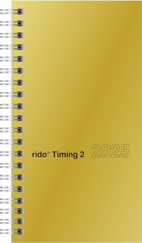 rido/idé Taschenkalender Modell Timing 2 (2025), 2 Seiten = 1 Woche, A6, 176 Seiten, Glanzkarton-Einband, goldfarben von rido/idé