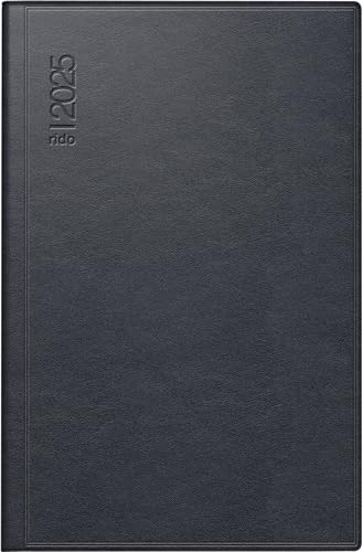 rido/idé Taschenkalender Modell partner/Industrie I (2025), 2 Seiten = 1 Woche, A7, 224 Seiten, Leder-Einband, schwarz von rido/idé