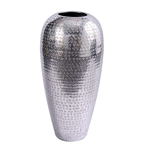 Elegante Vase Oriental 49cm Silber Hammerschlag Design Blumenvase Dekovase Wohnaccessoire Dekoration von Riess Ambiente