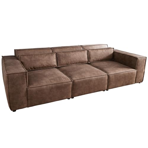 Riess Ambiente Design 3-Sitzer Sofa Bossa NOVA 255cm antik Taupe Microfaser inklusive Kissen 3er Sofa Couch XXL-Sofa XXL-Couch von Riess Ambiente