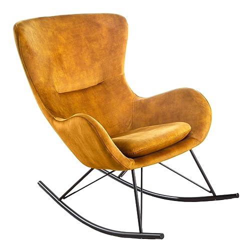 Riess Ambiente Design Schaukelstuhl Scandinavia Swing senfgelb Samt Sessel - Die perfekte Ergänzung für Deinen Wohnraum! von Riess Ambiente