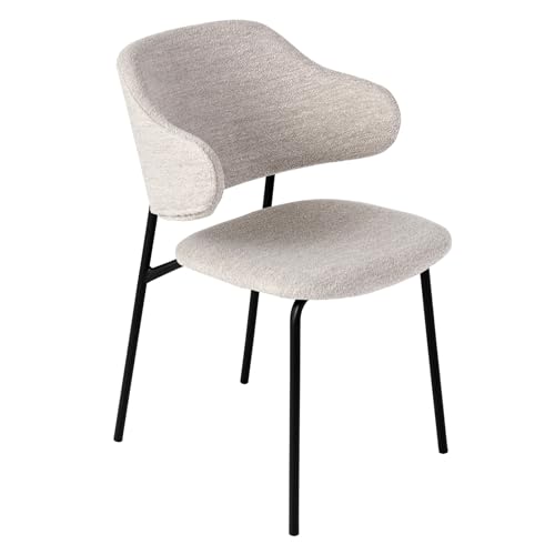 Riess Ambiente Design Stuhl Vogue Greige Bouclé Schwarze Metallbeine, Stuhl für Dein Esszimmer, Esszimmerstühle, Bürostuhl, Stoffbezug von Riess Ambiente