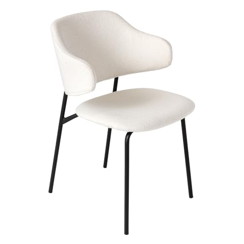 Riess Ambiente Design Stuhl Vogue weiß Bouclé Schwarze Metallbeine, Stuhl für Dein Esszimmer, Esszimmerstühle, Bürostuhl, Stoffbezug von Riess Ambiente