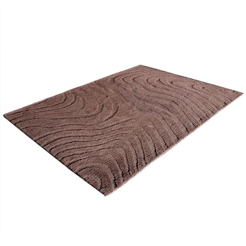 riess-Ambiente Design Teppich Wave 240x170cm braun 3D-Effekt Hoch-Tief-Effekt Bodenbelag Teppichläufer weich Textiler Bodenbelag Belag von Riess Ambiente