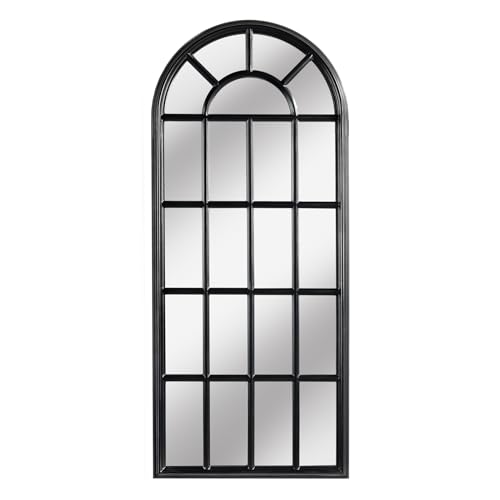 Riess Ambiente Design Wandspiegel Castillo 140cm schwarz Landhausstil Fenster Fensterspiegel Ganzkörperspiegel Spiegel Landhausspiegel Standspiegel von Riess Ambiente