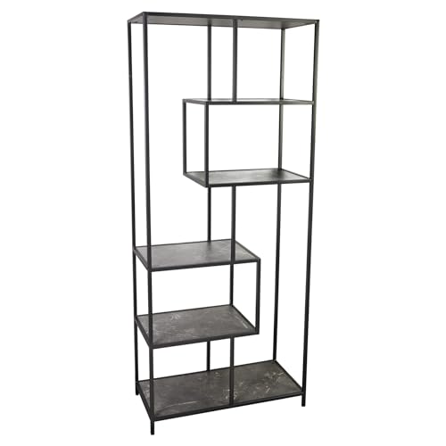 Riess Ambiente Modernes Bücherregal Slim LINE 185cm anthrazit schwarz Marmor-Design Metall offenes Standregal für Dein Wohnzimmer von Riess Ambiente