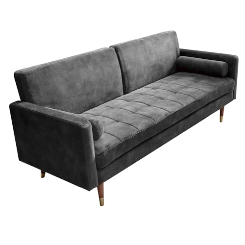 Riess Ambiente Modernes Schlafsofa Couture 196cm grau Microvelours 3-Sitzer Couch Bettfunktion Ink. Kissen Schlafcouch Sofa Couch von Riess Ambiente