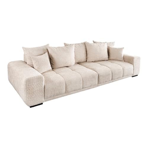 Riess Ambiente Modernes XXL Sofa ELEGANCIA 285cm Champagner beige Bouclé Bigsofa Couch inkl. Kissen Polstersofa Polstercouch Wohnzimmer von Riess Ambiente