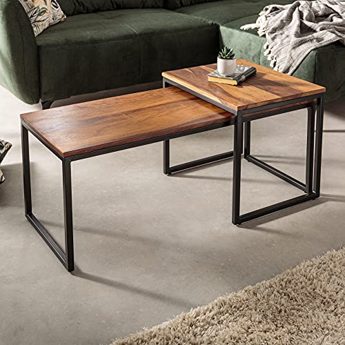 Riess Ambiente 2er Set Design Couchtisch Elements 100cm Sheesham Stone Finish Metallgestell Wohnzimmertisch Tisch Riess Ambiente 2er Set Design Couchtisch Elements 100cm Sheesham Stone Finish Metallgestell Wohnzimmertisch Tisch von Riess Ambiente
