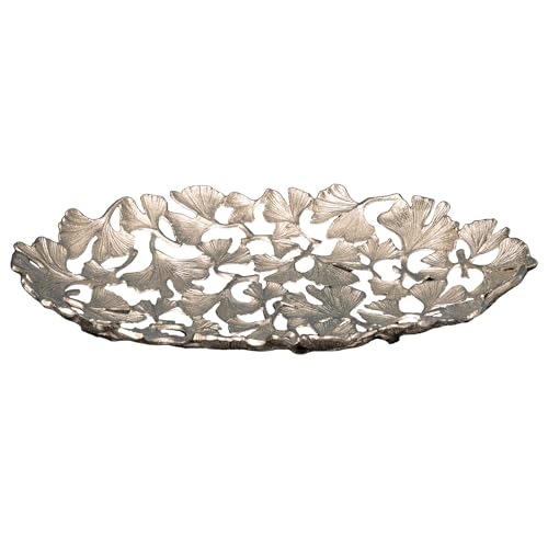 riess-ambiente.de Dekorative Schale Ginkgo Leafs 40cm Silber Handmade Metall Schüssel Obstkorb Dekoschale Dekoration Dekoobjekt von Riess Ambiente