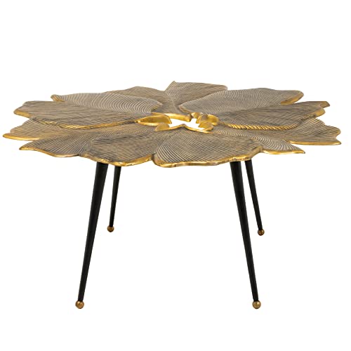 riess-ambiente.de Dekorativer Couchtisch Ginkgo 95cm Gold schwarz Handmade Metall von Riess Ambiente