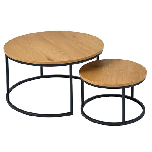 riess-ambiente.de Design Couchtisch 2er Set Elegance 80cm Natur Wildeiche schwarzes Gestell riess-ambiente.de Design Couchtisch 2er Set Elegance 80cm Natur Wildeiche schwarzes Gestell von Riess Ambiente