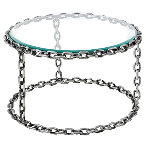 riess-ambiente.de Design Couchtisch Chains 65cm Silber Handmade Metall rund Glasplatte Kettengestell von Riess Ambiente