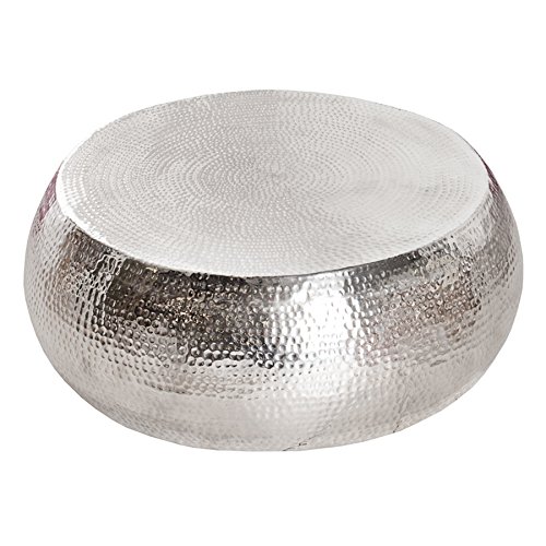 Riess Ambiente Design Couchtisch Orient 80 cm Aluminium-Metall-Legierung Silber Hammerschlag Optik Unikat Tisch Handarbeit von Riess Ambiente