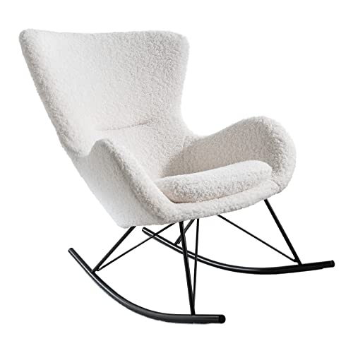 riess-ambiente.de Design Schaukelstuhl Scandinavia Swing weiß Bouclé Sessel Teddystoff von Riess Ambiente