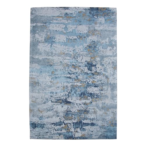 Riess Ambiente Design Teppich ABSTRAKT 240x160cm blau aus Baumwolle Läufer Wohnzimmerteppich von Riess Ambiente