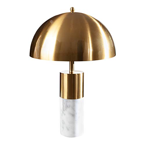 Elegante Tischlampe BURLESQUE 52cm neigbarer Schirm in gold mit Marmorfuß in weiß E27 40W Tischleuchte Wohnzimmerlampe von Riess Ambiente