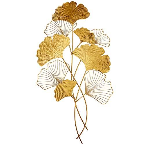 Riess Ambiente Elegante Wanddeko Ginkgo 110cm Gold in filigraner Blattform Wanddekoration Wohnaccessoire Ginkgoblatt von Riess Ambiente