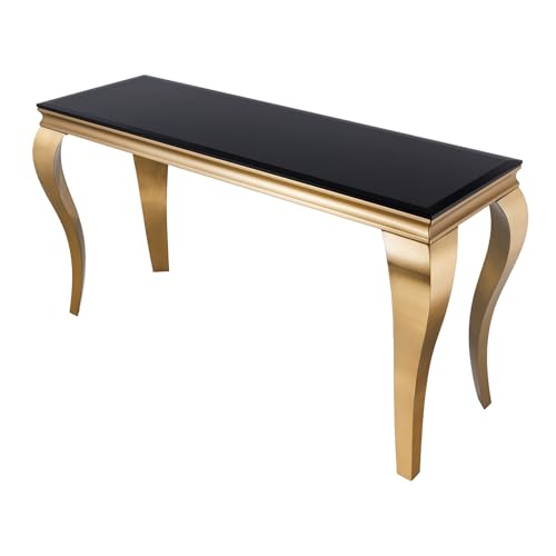 riess-ambiente.de Eleganter Konsolentisch MODERN BAROCK 145cm schwarz Gold Opalglas Edelstahlbeine von Riess Ambiente