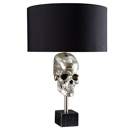 riess-ambiente.de Extravagante Tischlampe Skull 56cm schwarz Silber Metall Totenkopf Skulptur Leuchte von Riess Ambiente