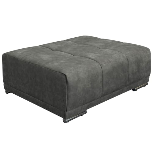 Riess Ambiente Extravaganter Hocker ELEGANCIA 110cm grau mit Ziersteppung Polsterhocker Sitzhocker Fußhocker von Riess Ambiente