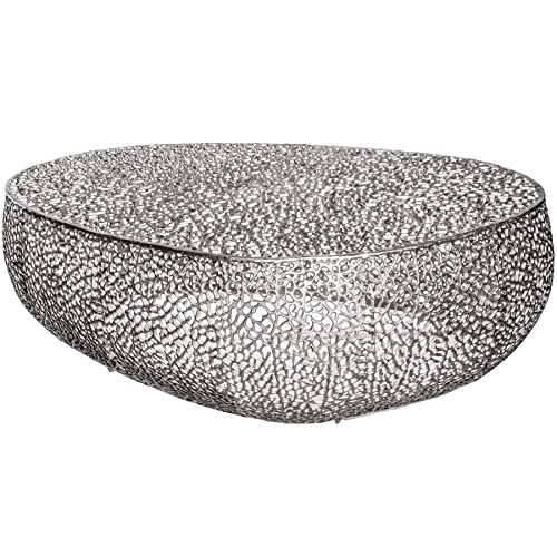Riess Ambiente Filigraner Design Couchtisch Leaf 122cm Silber Handarbeit Wohnzimmertisch Tisch von Riess Ambiente