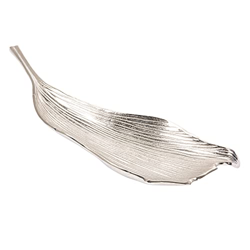 Riess Ambiente Handgefertigte Deko Schale Leaf 64cm Silber Aluminium im Blattdesign Dekoschale Obstschale Wohnaccessoire von Riess Ambiente