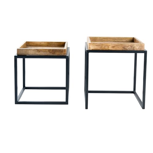 riess-ambiente.de Industrial Beistelltisch 2er Set SERVITEUR 45cm Natur Mangoholz Metall Couchtisch von Riess Ambiente