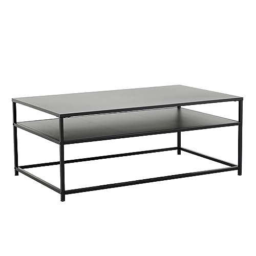 riess-ambiente.de Industrial Couchtisch DURA Steel 100cm schwarz Metall mit Ablagefach Beistelltisch Wohnzimmertisch von Riess Ambiente