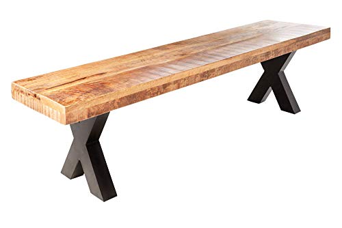 riess-ambiente.de Industrial Sitzbank Iron Craft 160cm Mangoholz mit schwarzen X-Beinen von Riess Ambiente