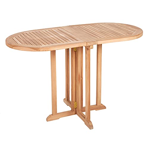 Riess Ambiente Massiver Balkontisch Empire Teak 120cm Teakholz einklappbarer Gartentisch oval Outdoor Tisch Klapptisch von Riess Ambiente