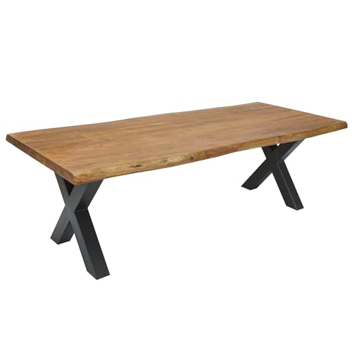 Riess Ambiente Massiver Baumstamm Tisch Mammut Nature 240cm Akazie 6cm Tischplatte Esstisch Akazienholz Massivholz von Riess Ambiente