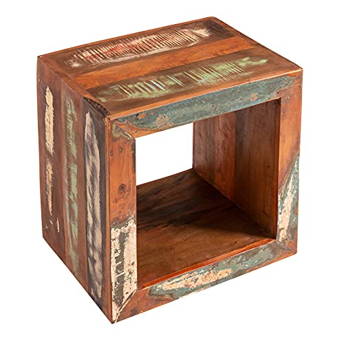 Riess Ambiente Massiver Beistelltisch Jakarta 45cm bunt Cube aus recyceltem Holz Regal Tisch Sofatisch Tisch Holztisch Holzregal von Riess Ambiente